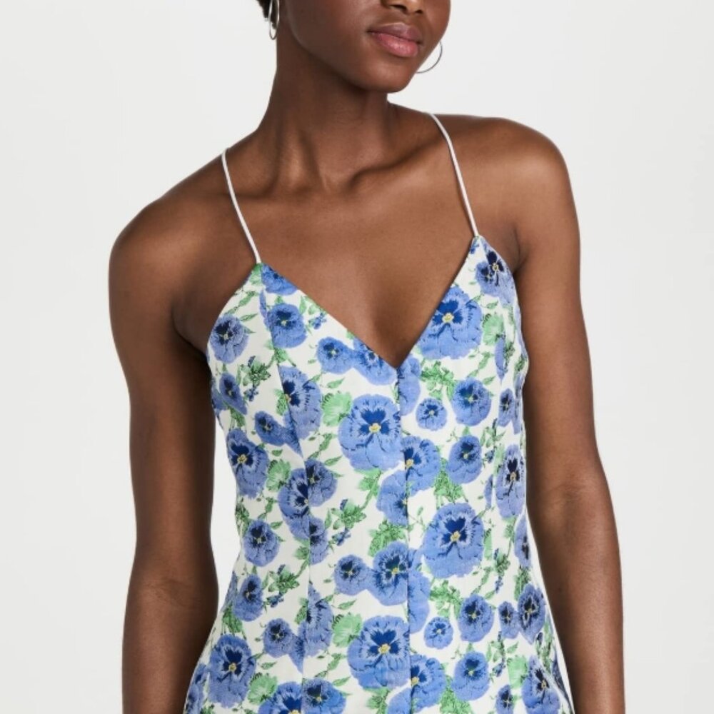 Alice + Olivia White Mini Dress with Blue Floral Print